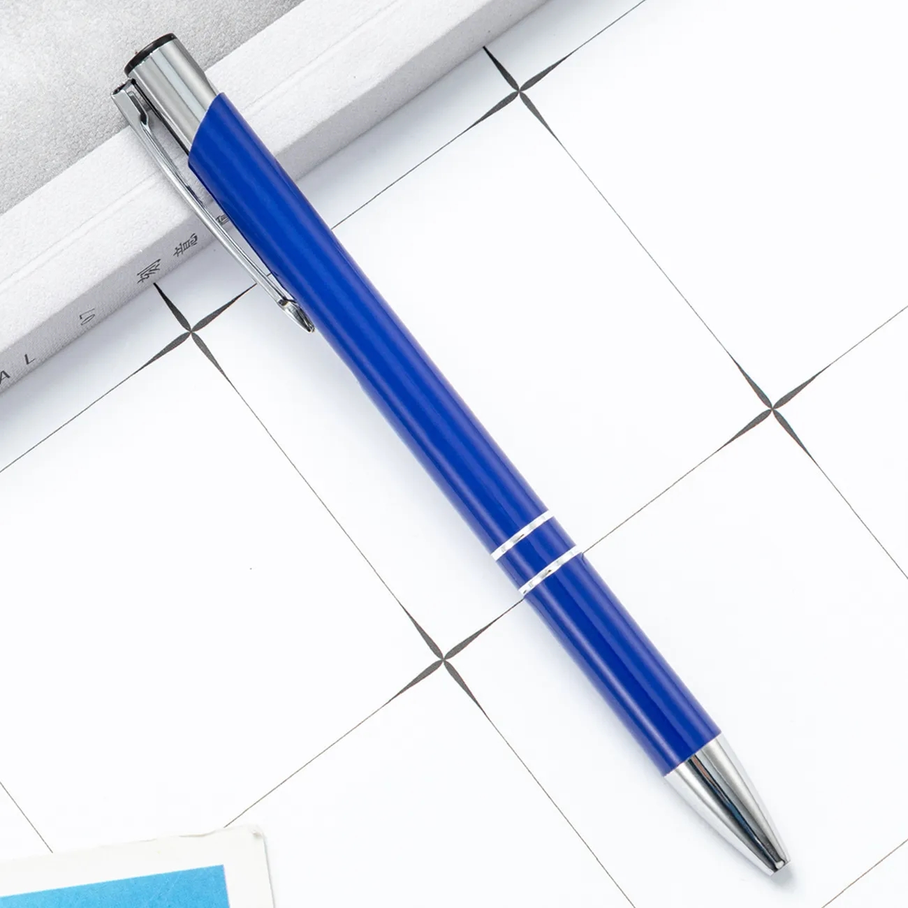 Metallic Push-Action Aluminum Ballpoint Pen with Clip
