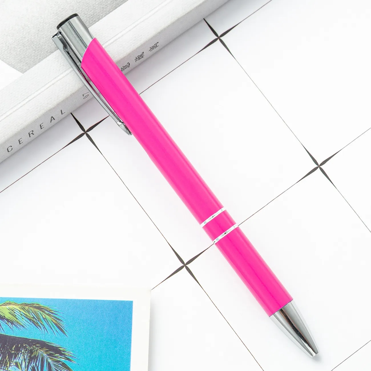 Metallic Push-Action Aluminum Ballpoint Pen with Clip