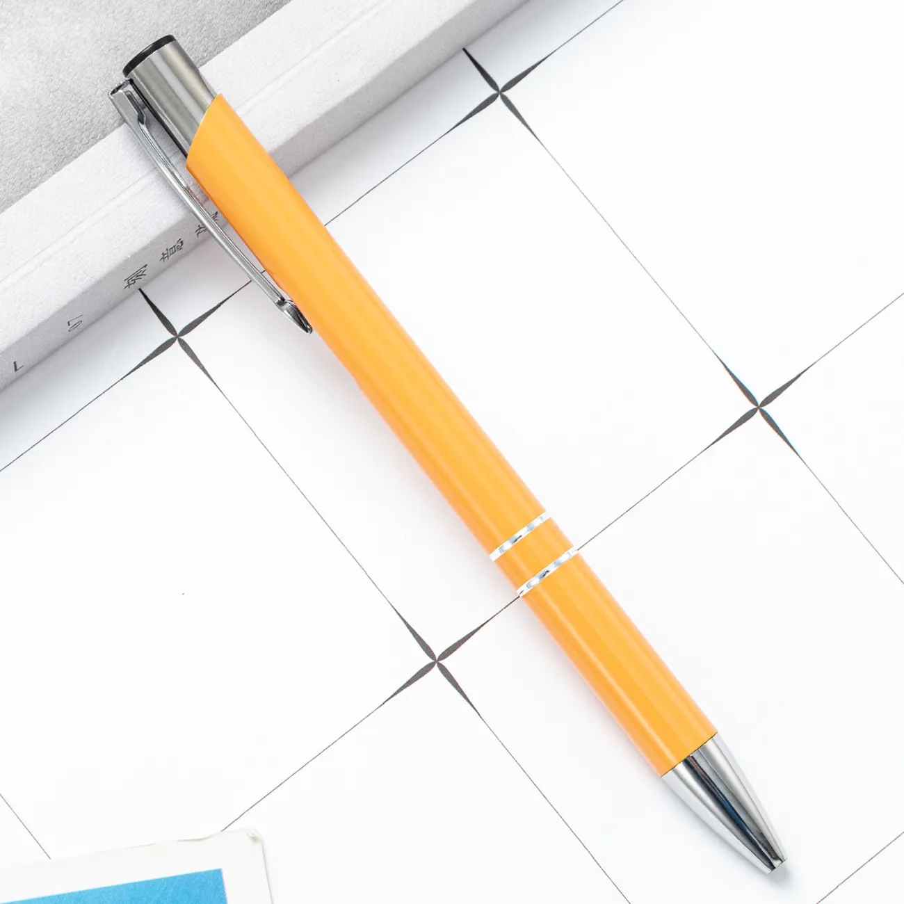 Metallic Push-Action Aluminum Ballpoint Pen with Clip