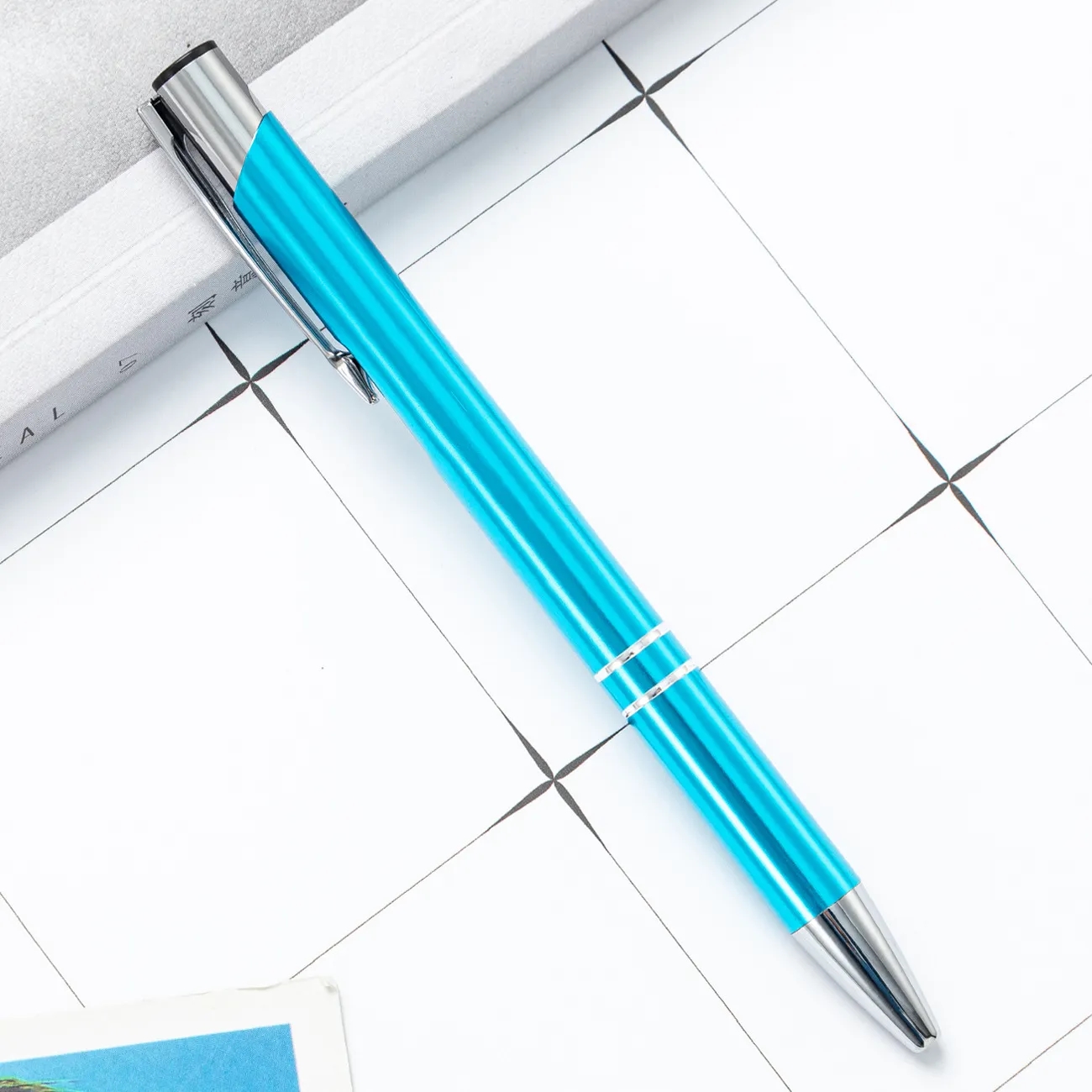 Metallic Push-Action Aluminum Ballpoint Pen with Clip