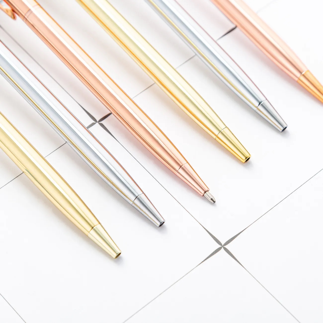 Minimalist Electroplated Metal Ballpoint Pen with Clip