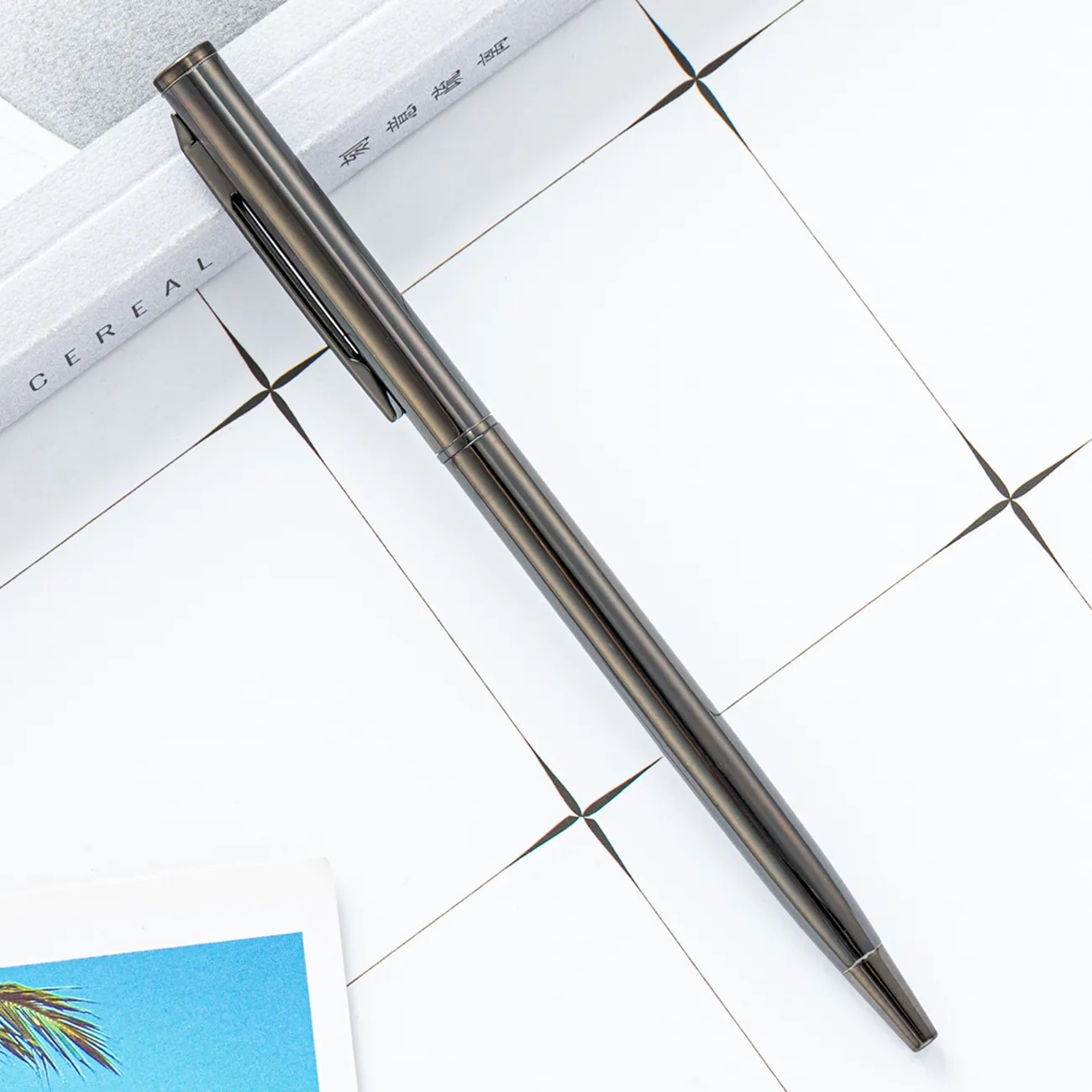 Minimalist Electroplated Metal Ballpoint Pen with Clip