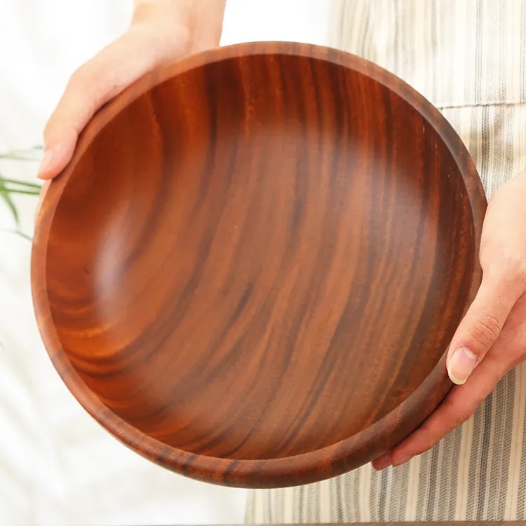 Rustic 1000ml Large Acacia Wood Salad and Mixing Bowl