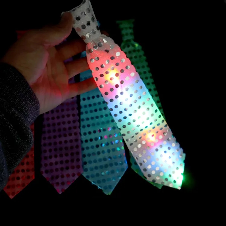 LED Light-Up Sequin Tie for Concerts and Events
