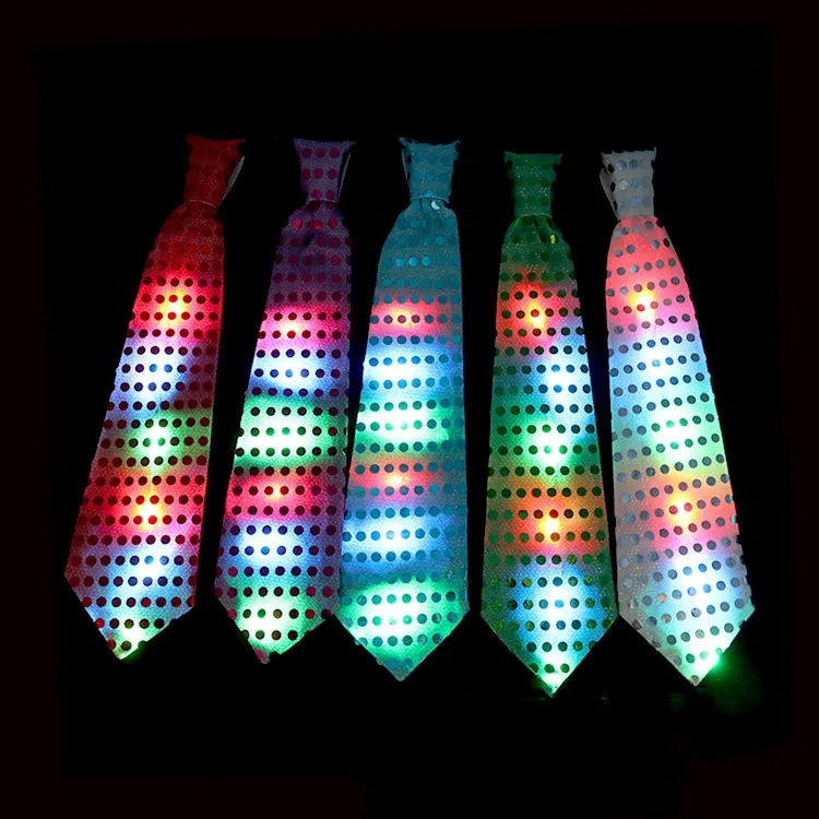 LED Light-Up Sequin Tie for Concerts and Events