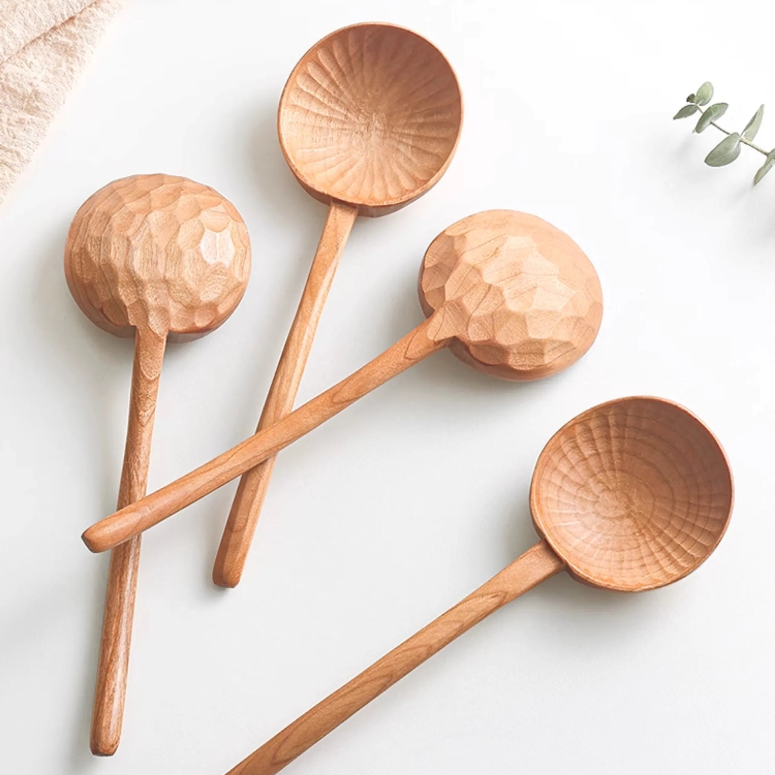 Cherry Wood Ladles with Creative Tortoiseshell Pattern
