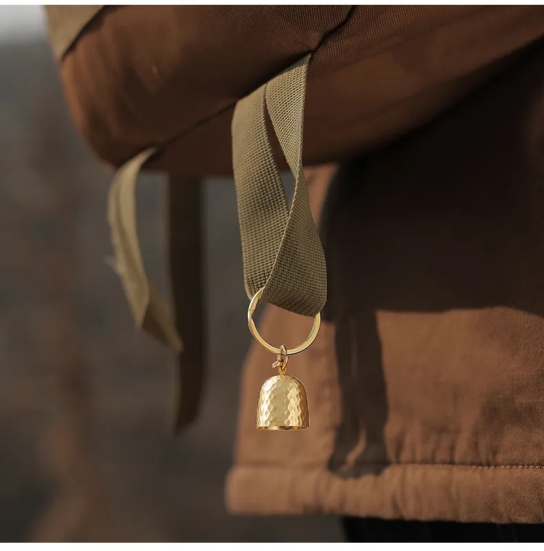 Hand-Hammered Brass Bell Keychain
