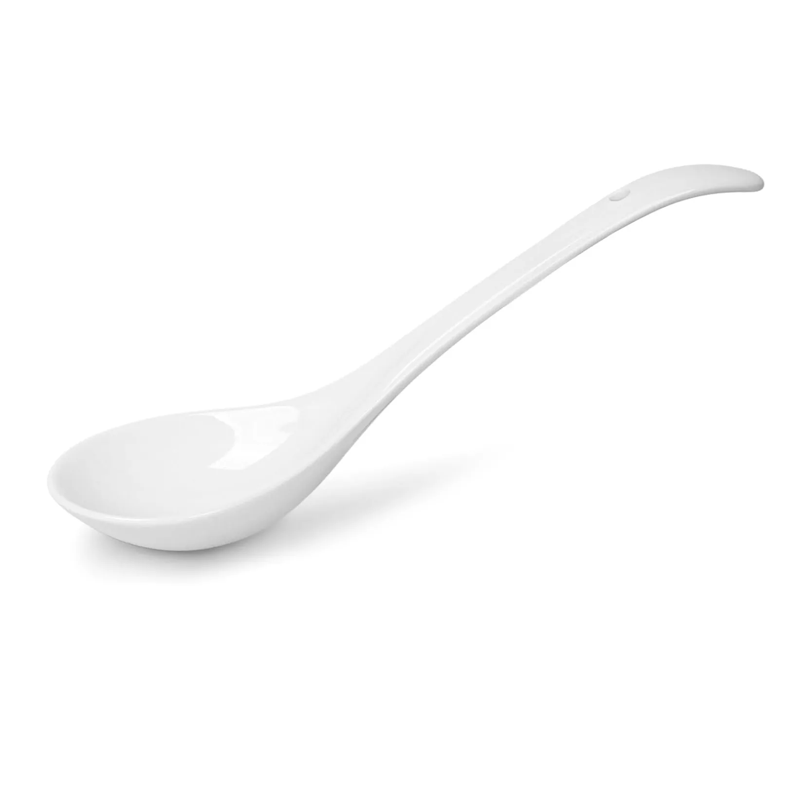 9" White Ceramic Soup Spoons w/ Long Handle Serving Ladle