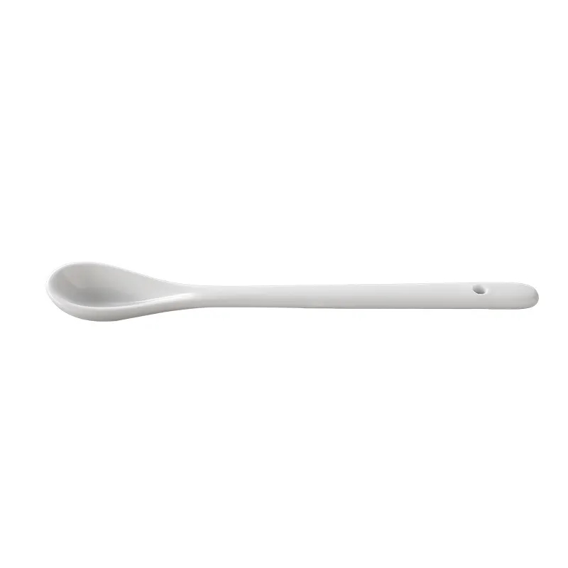 6.7" White Ceramic Stirring Spoon Coffee Tea Desserts Sauces