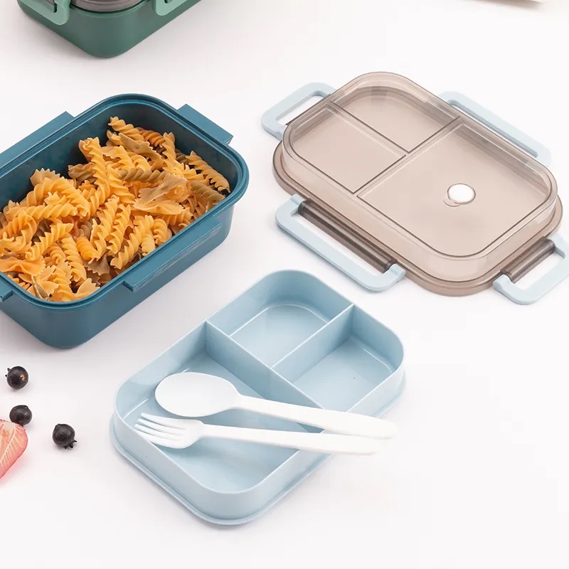 1250ml Dual-Layer Sealed Lunch Box w/ Divider Microwave Safe