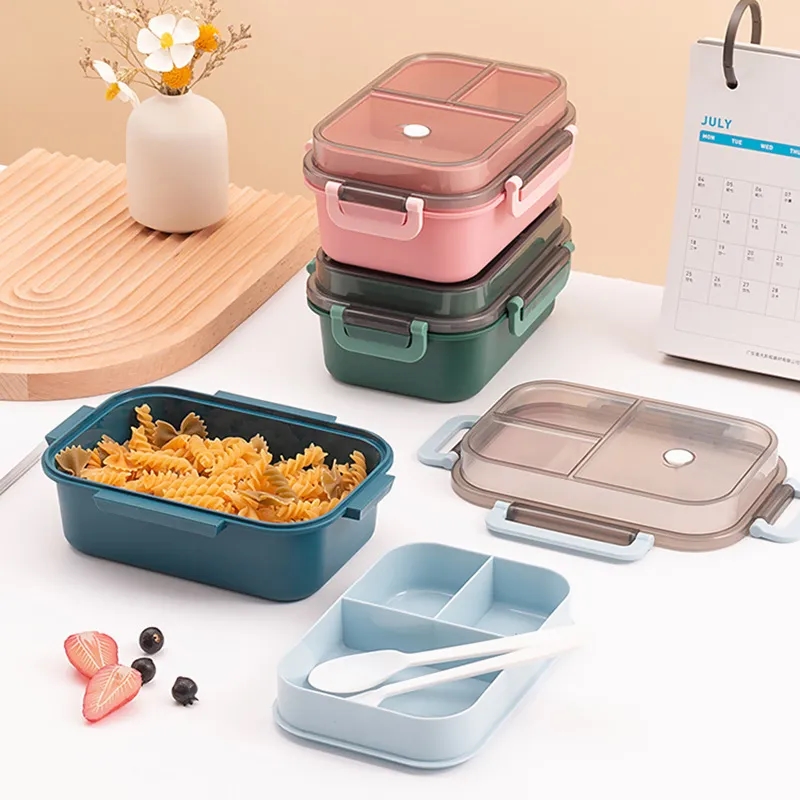 1250ml Dual-Layer Sealed Lunch Box w/ Divider Microwave Safe
