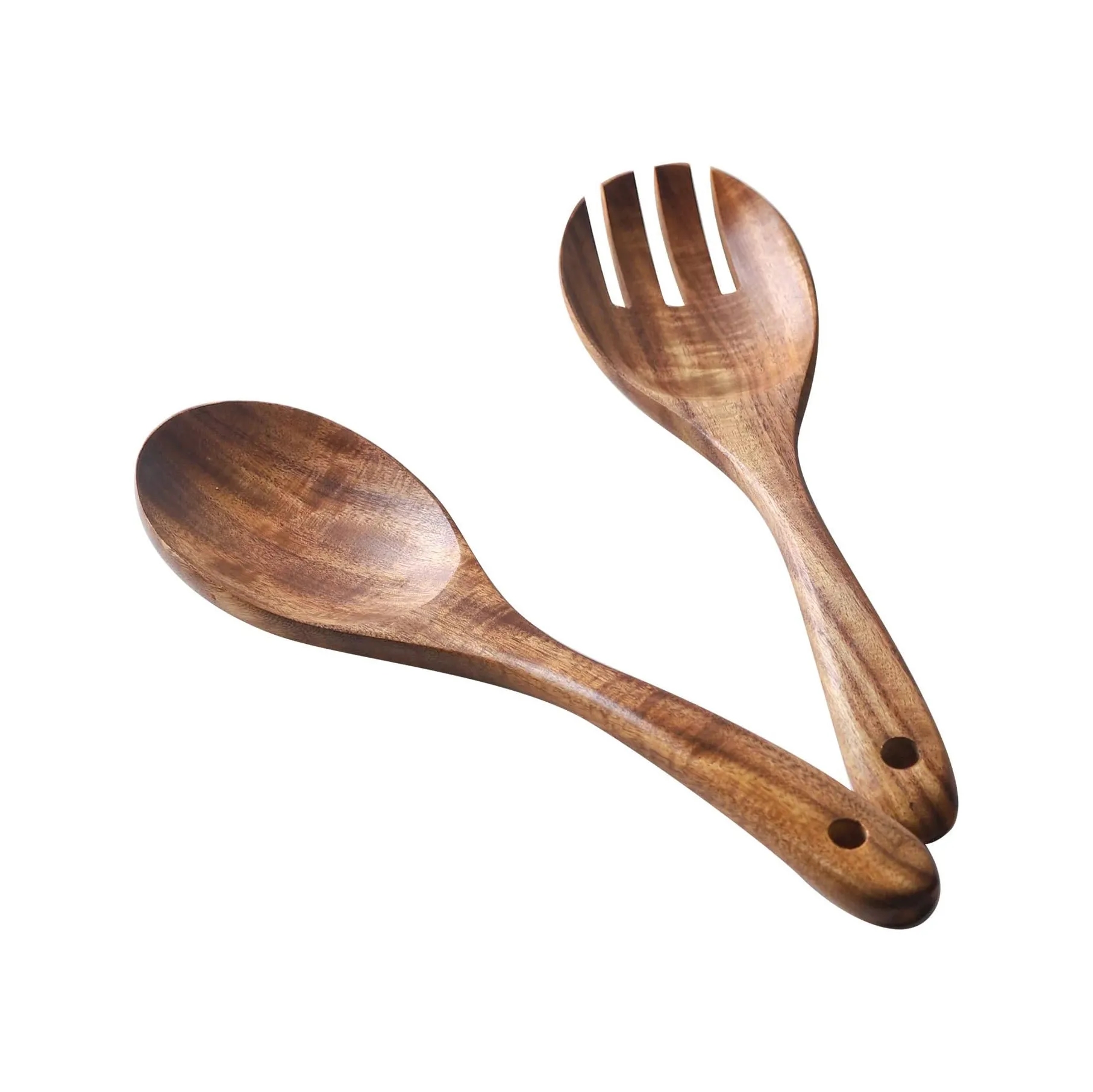 10" Wooden Salad Server Set w/ Long Handles for Mixing Toss'