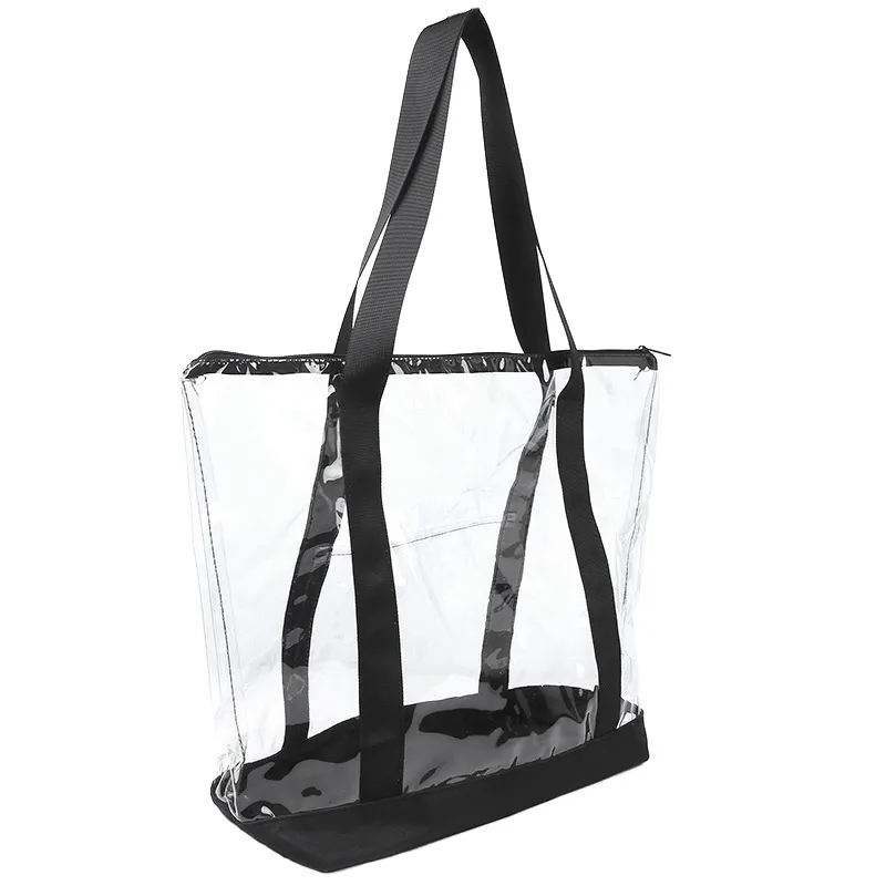 Clear Zipper Tote Bag with Reinforced Handles