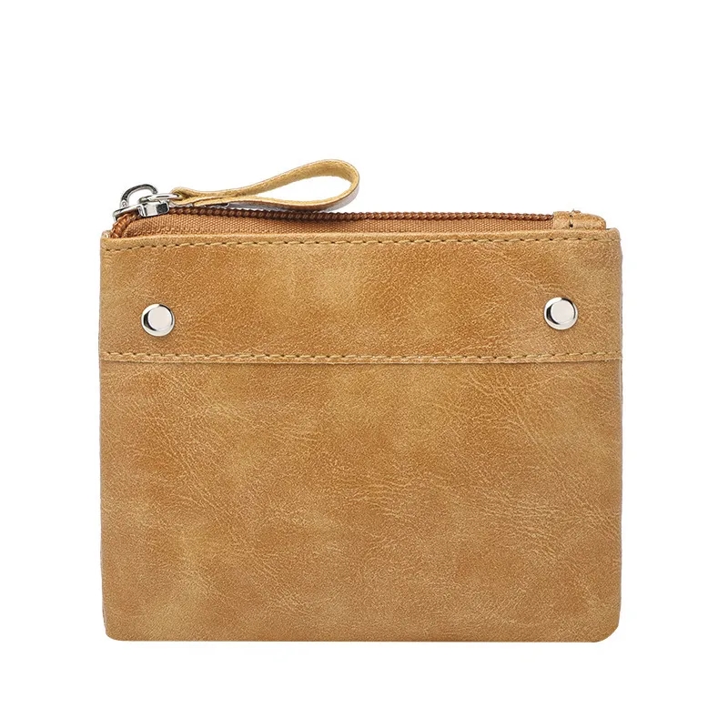 Vintage PU Leather Zipper Pouch with Wrist Strap
