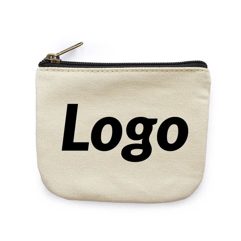 Solid Color Zippered Canvas Coin Purse