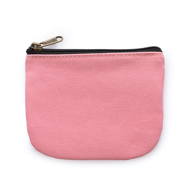 Solid Color Zippered Canvas Coin Purse