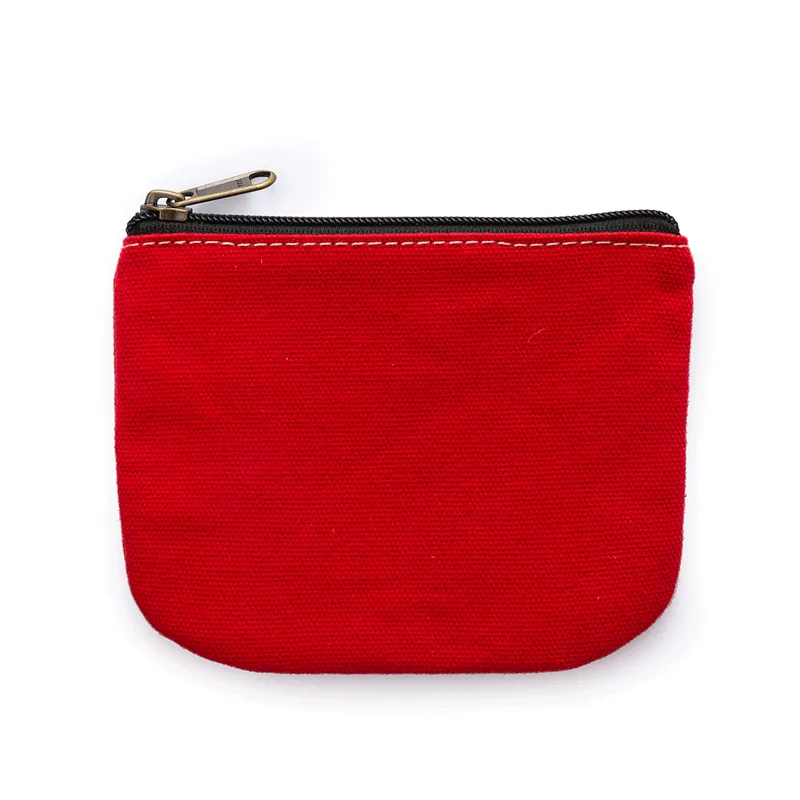 Solid Color Zippered Canvas Coin Purse