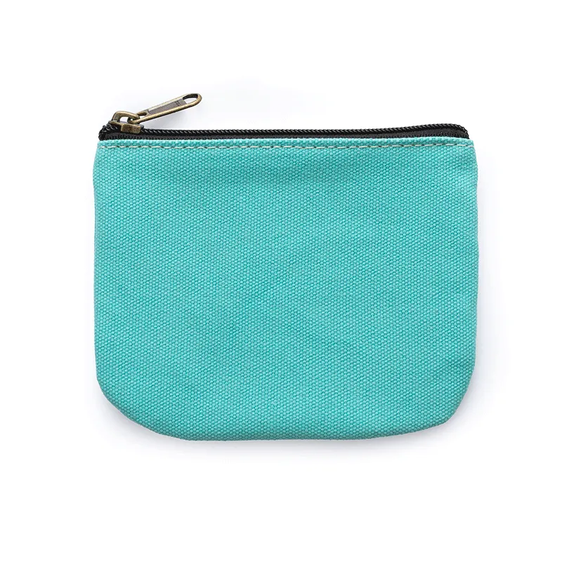 Solid Color Zippered Canvas Coin Purse