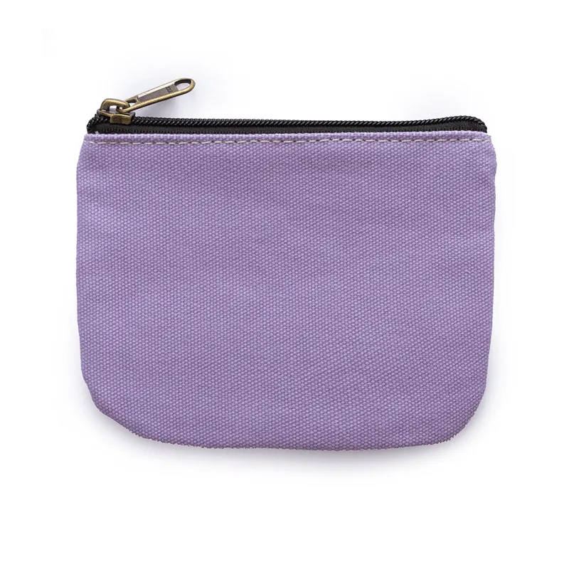 Solid Color Zippered Canvas Coin Purse