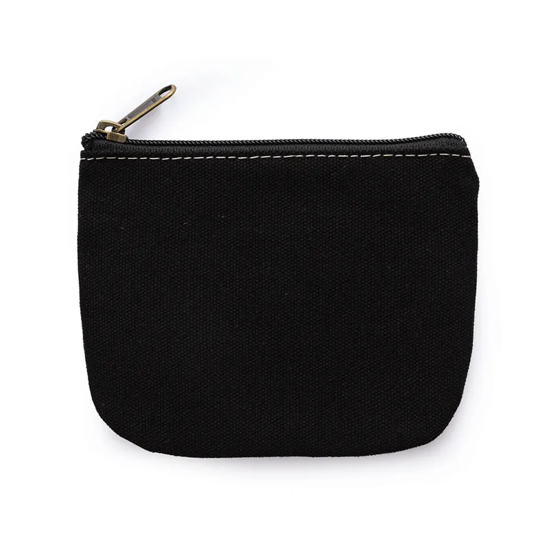 Solid Color Zippered Canvas Coin Purse