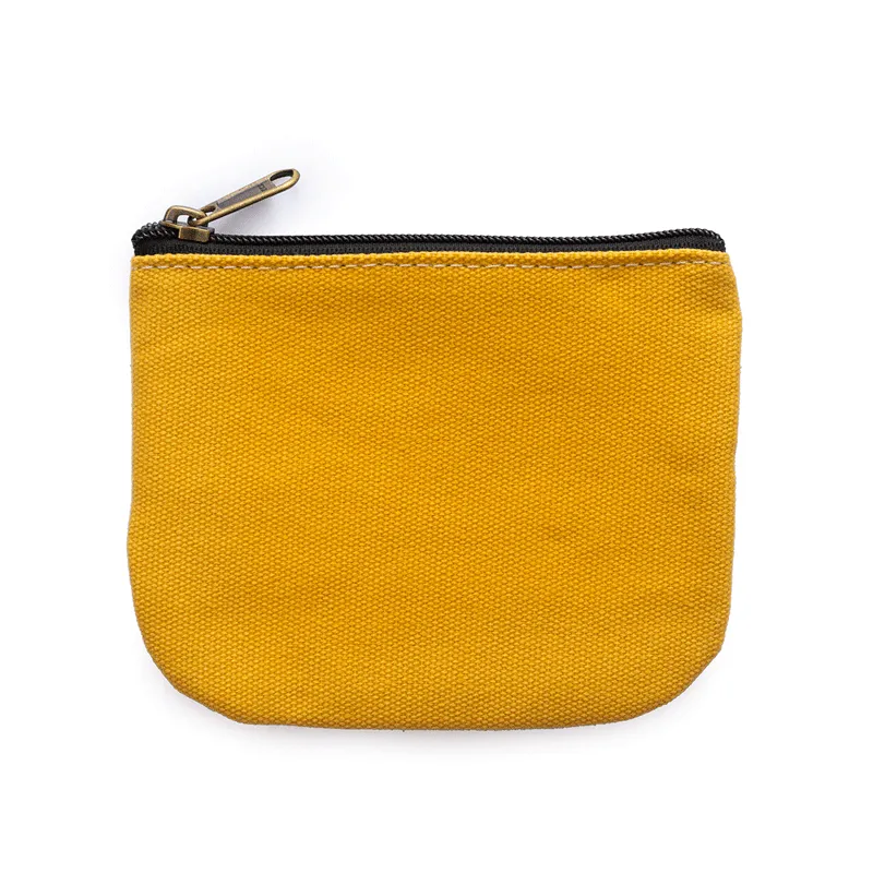 Solid Color Zippered Canvas Coin Purse