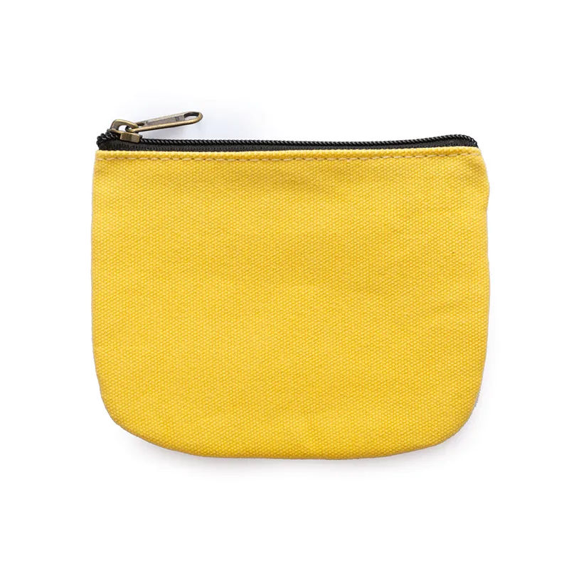 Solid Color Zippered Canvas Coin Purse