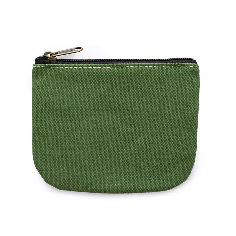 Solid Color Zippered Canvas Coin Purse