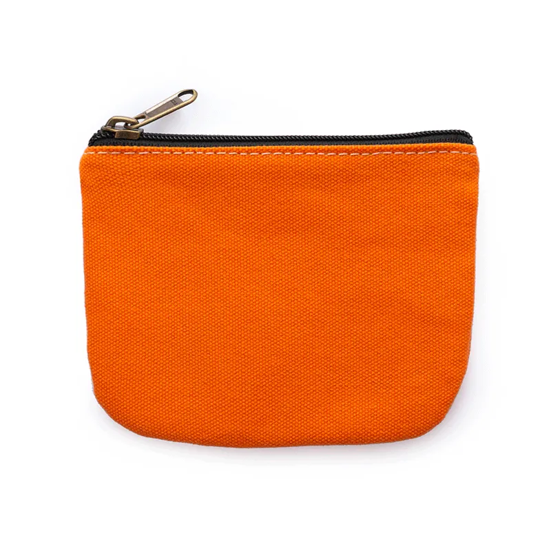 Solid Color Zippered Canvas Coin Purse