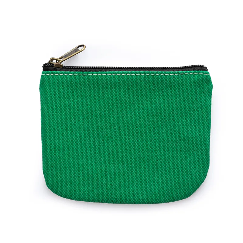Solid Color Zippered Canvas Coin Purse