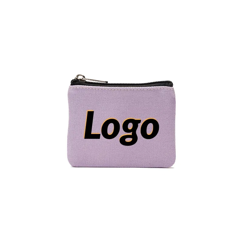 Simple Solid Color Zippered Canvas Coin Purse Pouch