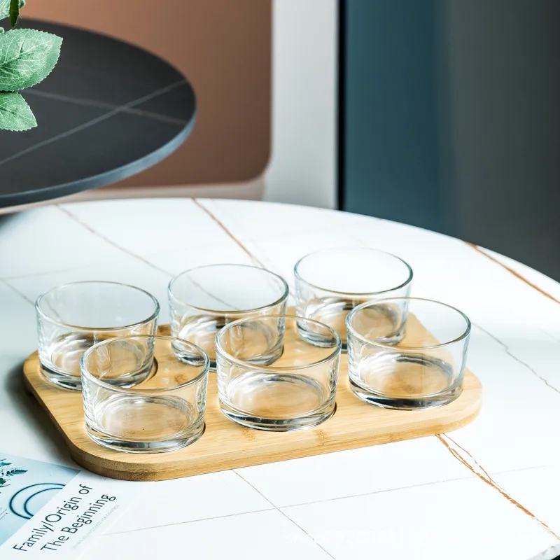 Elegant 6-Piece Glass Canister Set w/ Wooden Tray