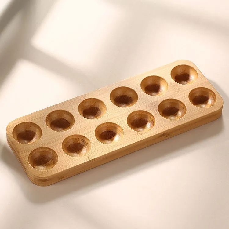 Eco-friendly Bamboo Egg Tray Holder w/ 12 slots