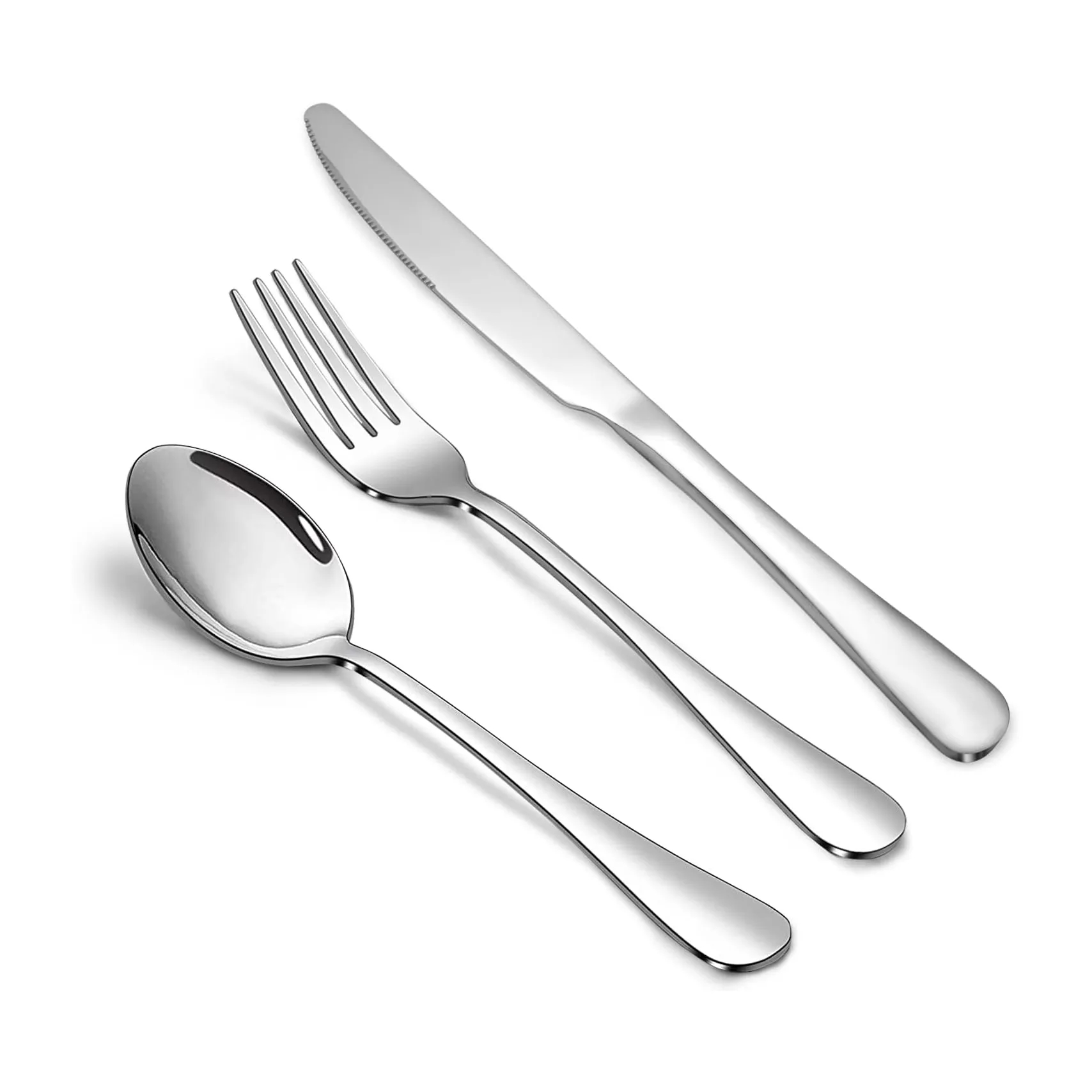Polished Stainless Steel Knife Spoon Fork Silverware Set