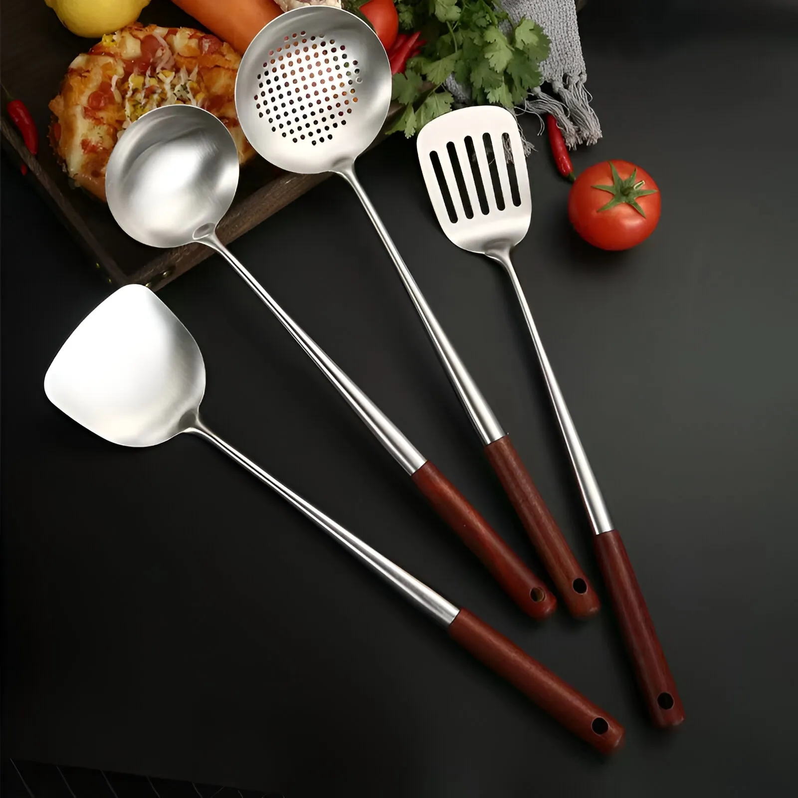 Stainless Steel Spatula with Wooden Handle, 17-Inch