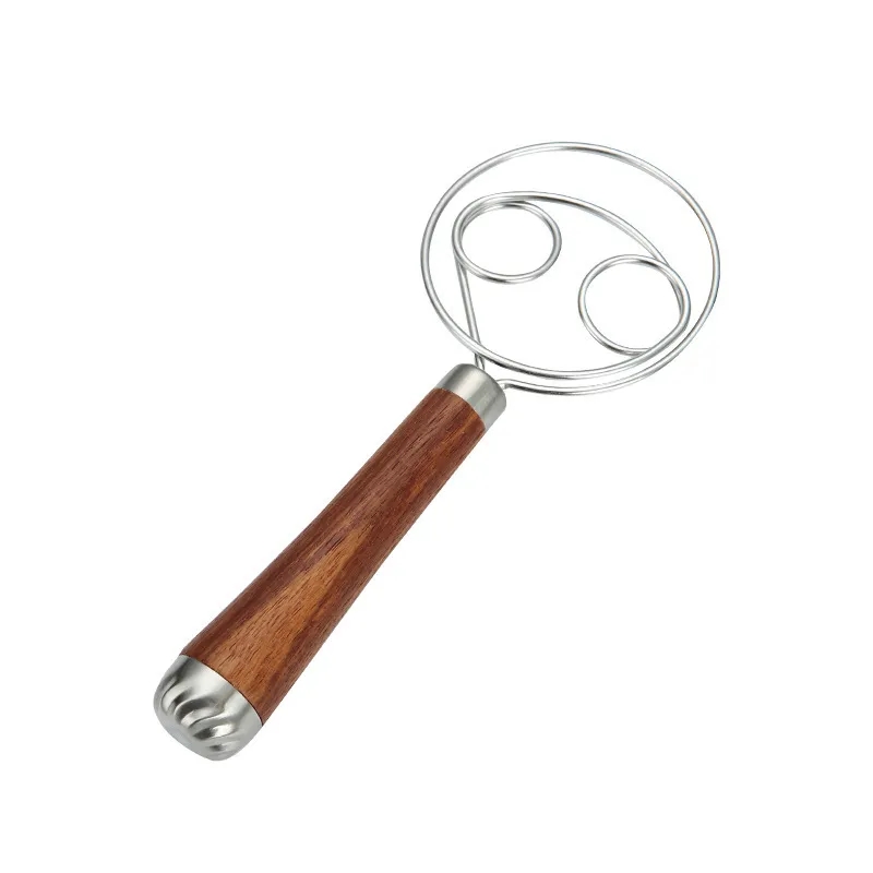 Stainless Steel Dough Whisk with Wooden Handle