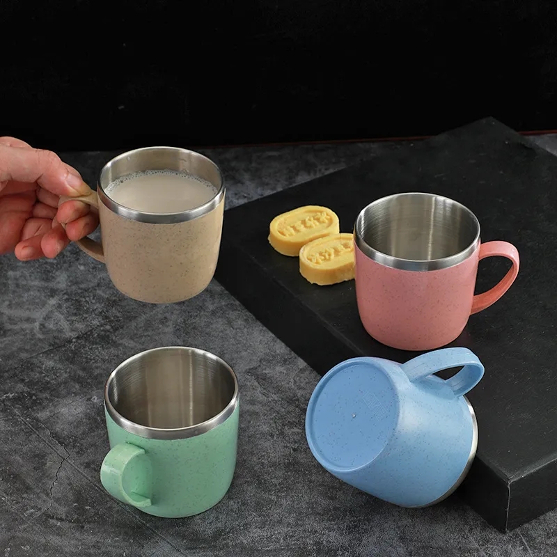 200ml Stainless Steel Wheat Straw Cup Coffee Milk Mug