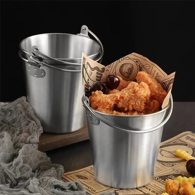 32oz Stainless Steel Mini Ice Bucket w/ Handle Snack Holder