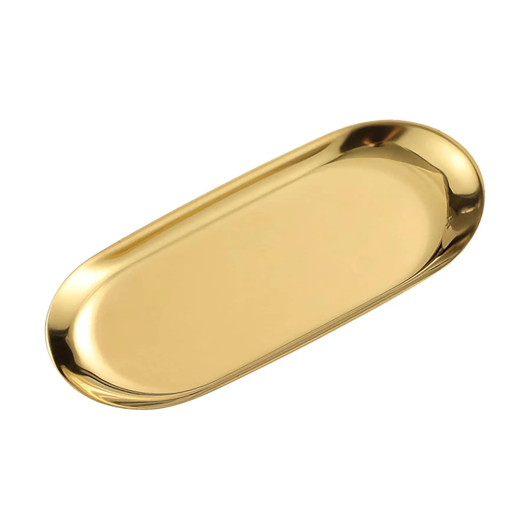 Elegant Gold Oval Stainless Steel Decorative Jewelry Tray