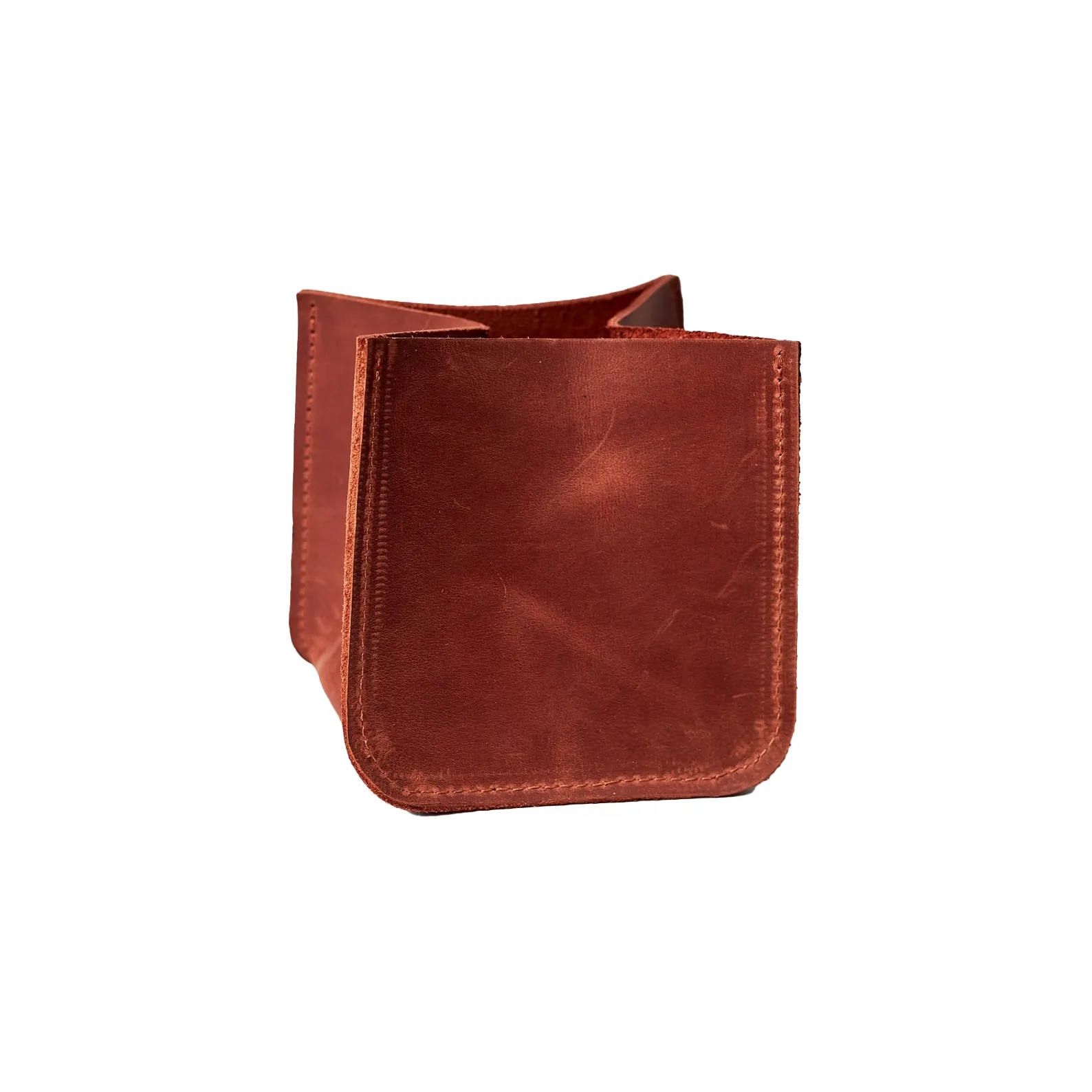 6x6x6 Inch Leather Storage Bin for Home Organization