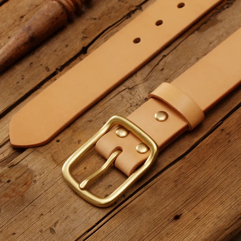 Premium Leather Belt with Gold Buckle for Timeless Elegance