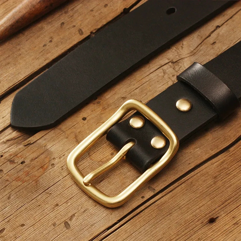 Premium Leather Belt with Gold Buckle for Timeless Elegance