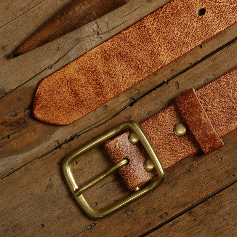 Premium Leather Belt with Gold Buckle for Timeless Elegance