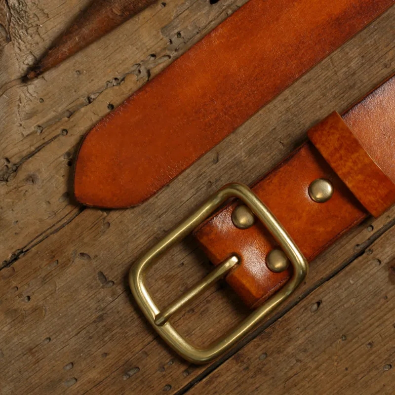 Premium Leather Belt with Gold Buckle for Timeless Elegance