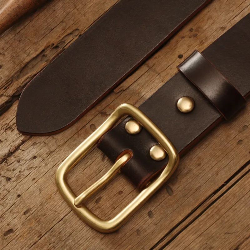 Premium Leather Belt with Gold Buckle for Timeless Elegance