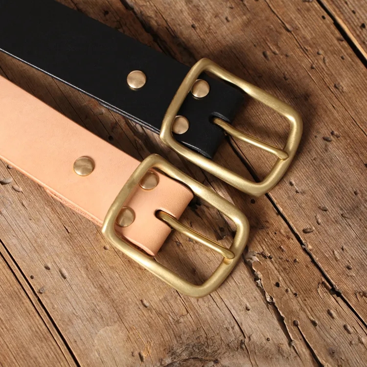 Premium Leather Belt with Gold Buckle for Timeless Elegance