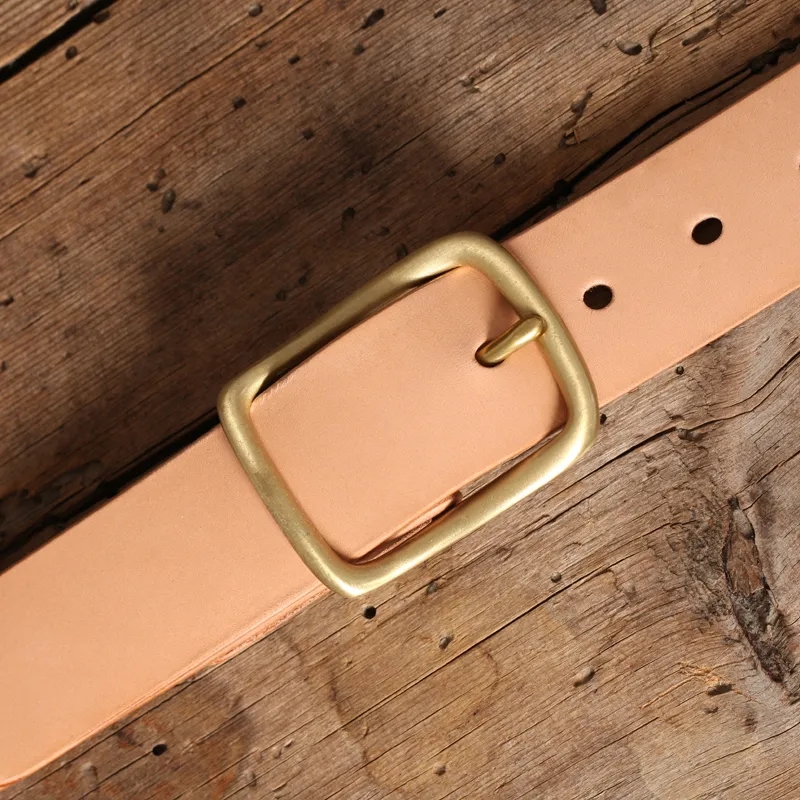 Premium Leather Belt with Gold Buckle for Timeless Elegance