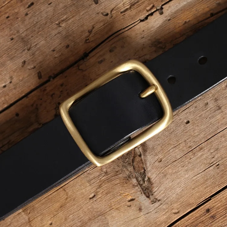 Premium Leather Belt with Gold Buckle for Timeless Elegance