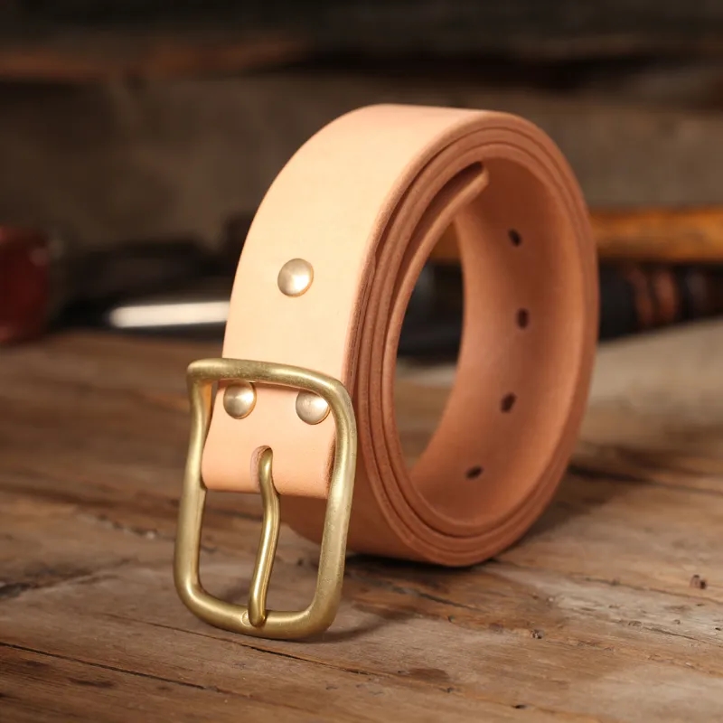 Premium Leather Belt with Gold Buckle for Timeless Elegance