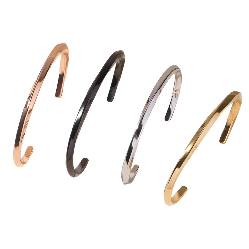 Adjustable Open Twist Stainless Steel Spiral Bracelet