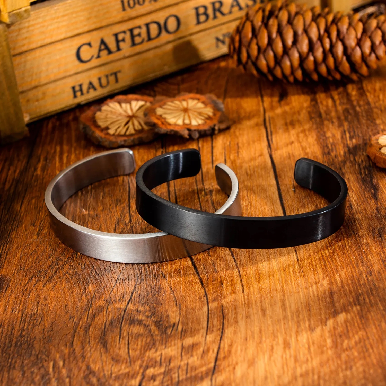 Minimalist Polished Unisex Stainless Steel Cuff Bracelet